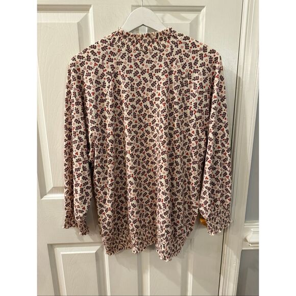 Torrid Mixed Print Cream & Rust Keyhole Elastic Hem Blouse sz 2X EUC - Picture 6 of 8